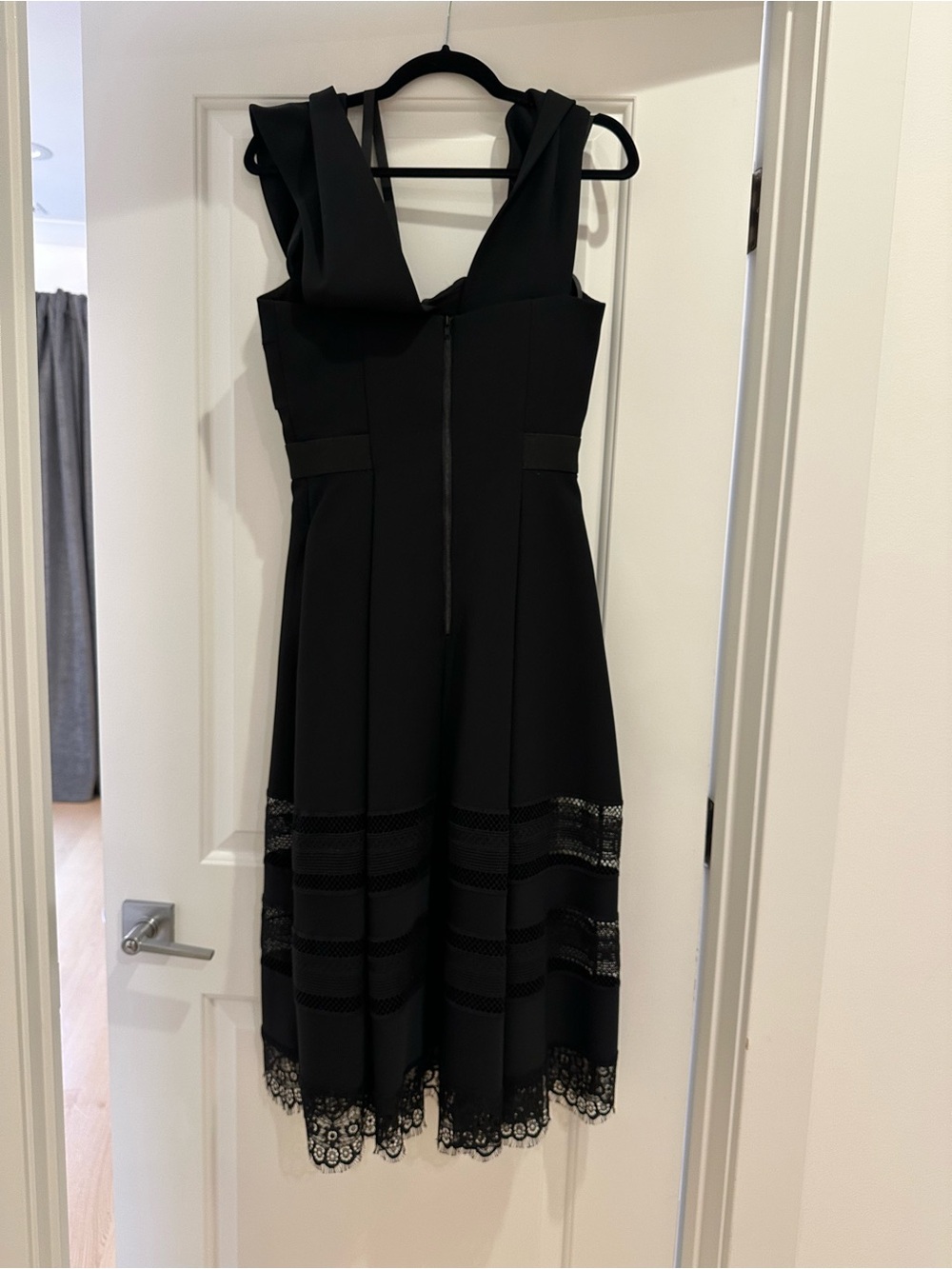 Self-Portrait Black Lace-Hem Fit & Flare Dress